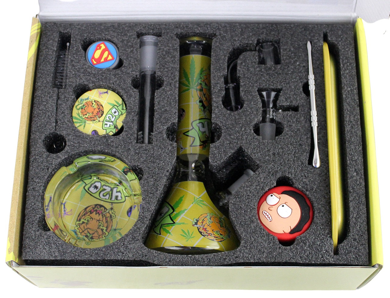 Beaker Water Pipe Kit - Allin1 Stash Grinder Ashtray 11pc Gift Set
