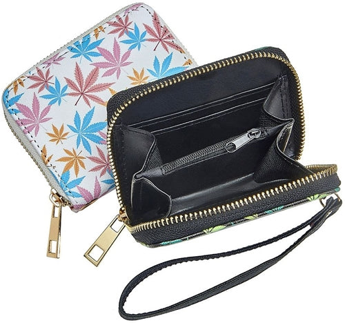 4ct Leaf Design Wallet with Hand Strap Assortment