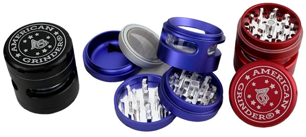 62mm 5pc Heavy Duty American Grinder with Windows and Removable Screen