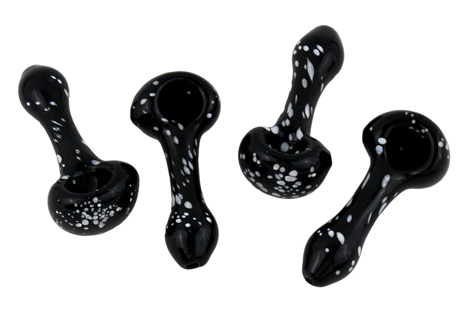 4ct 3" Black Tube Dot Spoon
