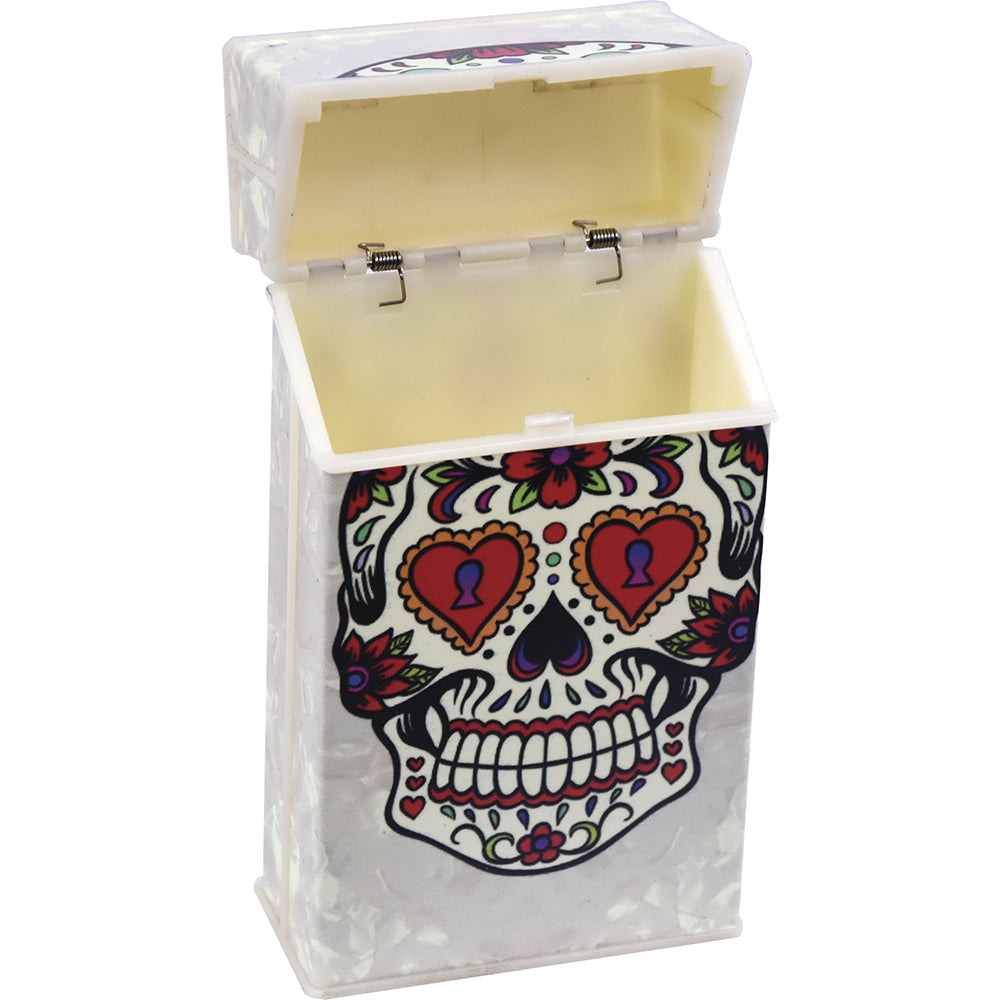 Cigarette Case Skull & Leafs Shell Design - 100s