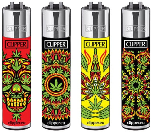 Clipper Lighter - Aztec Psy Weed Leaf 48pk
