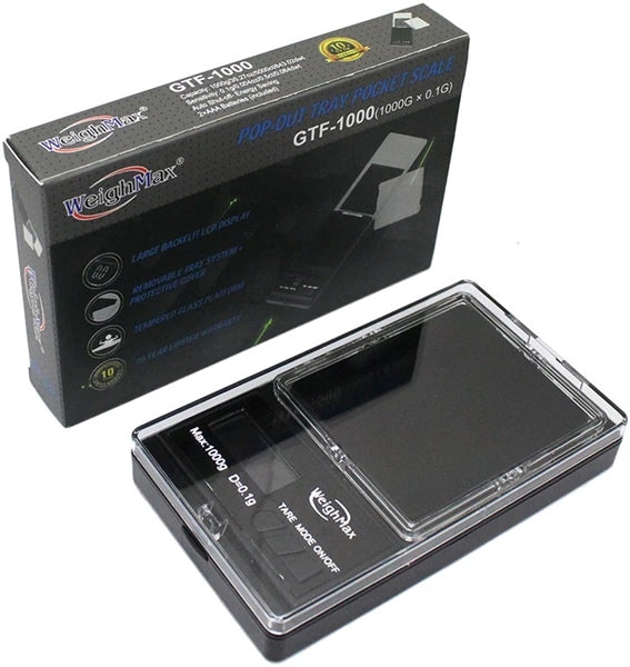Weighmax 1000g x 0.1 Pop-Out Tray Pocket Scale GTF1000