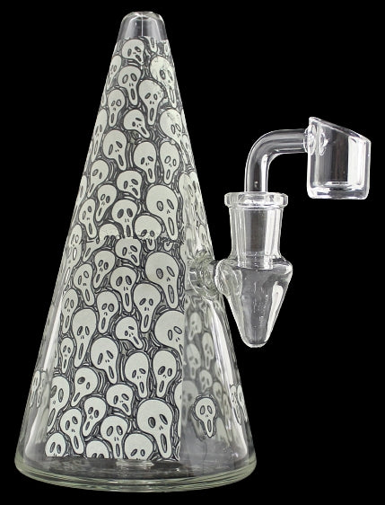 7" Pyramid Glow in The Dark Water Pipe with Banger - Ghost Face