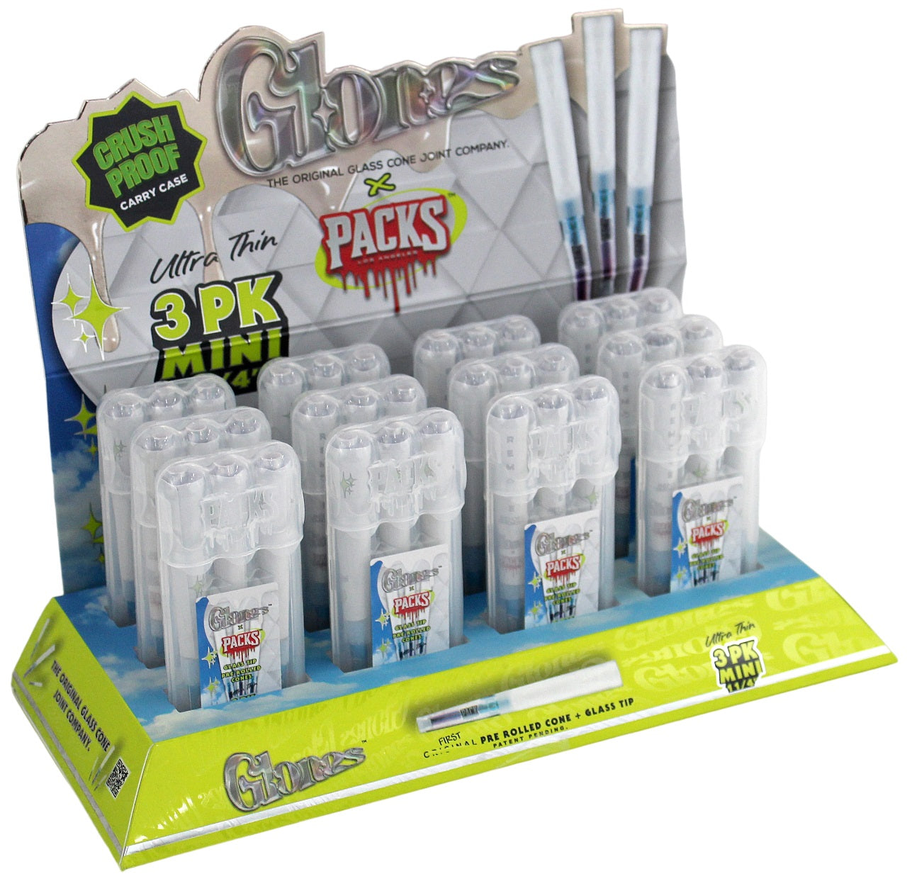 Glones Pre Rolled Cones with Glass Tips - 3pk 1 1/4