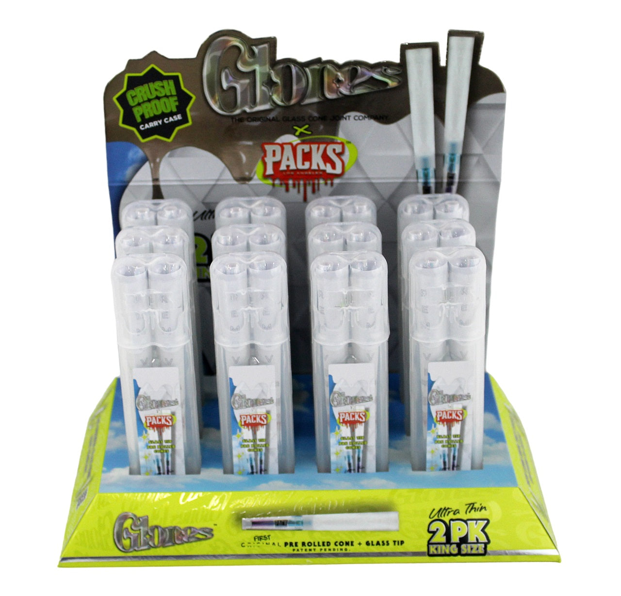 Glones Pre Rolled Cones with Glass Tips - 2pk King Size