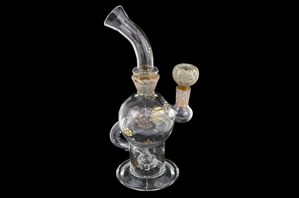 8" Stratus Glass Honeycomb Heart Recycler Water Pipe