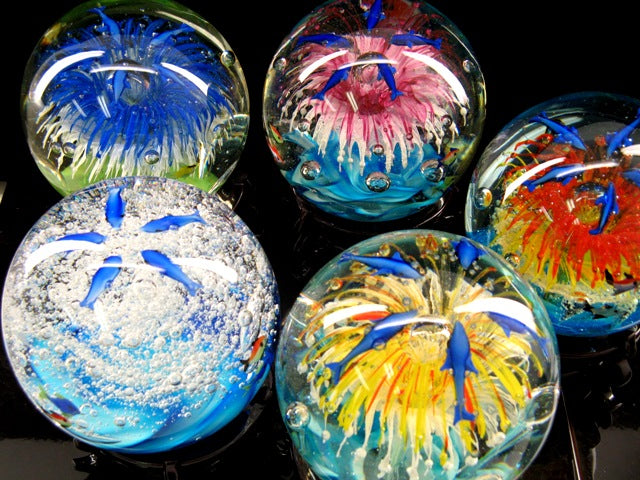 Glass Art Sea Ball With Stand