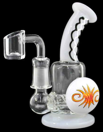 5" Inline Reversal Disc Art Curve Water Pipe with Banger