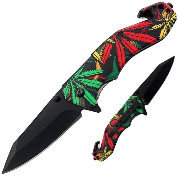 2ct Leaf Design Spring Assisted Folding Knife Assortment KC-4