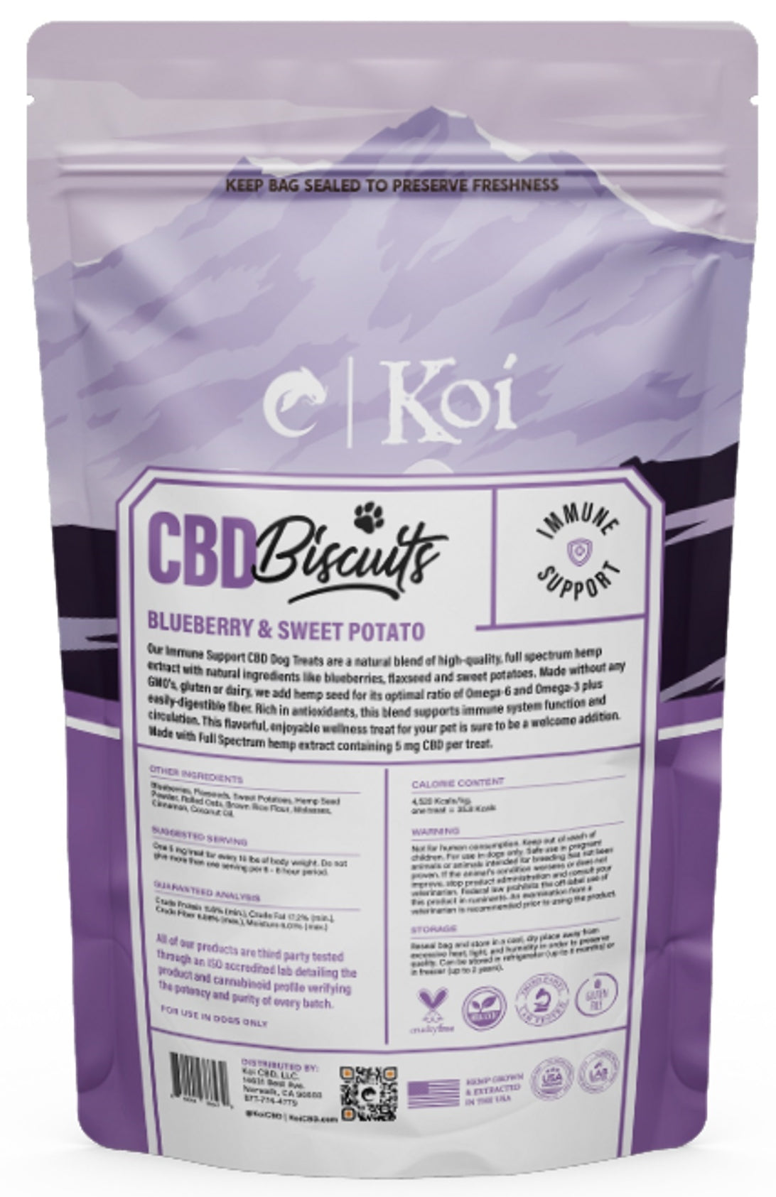 Koi CBD Dog Biscuits - Immune Support - Blueberry & Sweet Potato