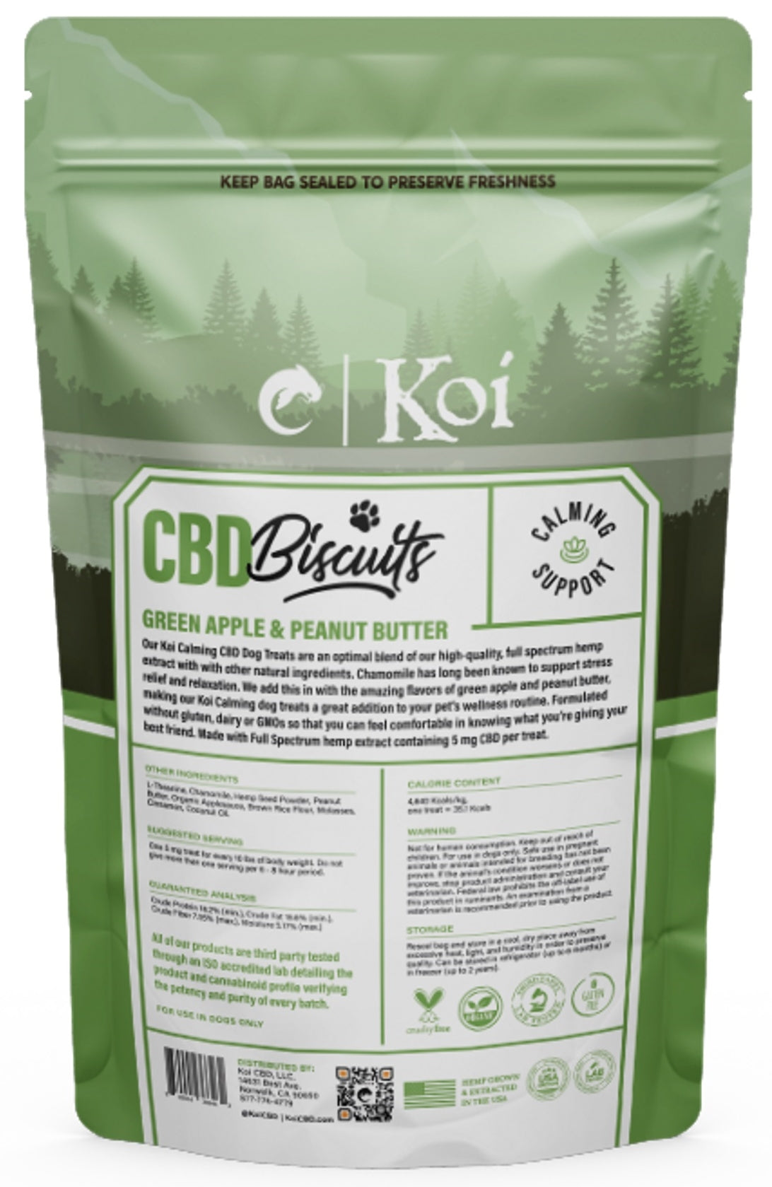 Koi CBD Dog Biscuits - Calming Support - Green Apple & Peanut Butter