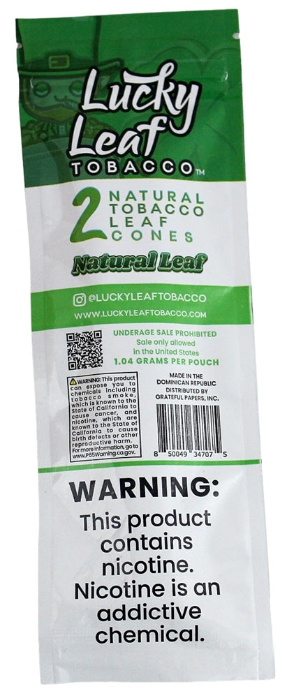 Lucky Leaf Tobacco Cones - Natural Leaf 2pk/10ct