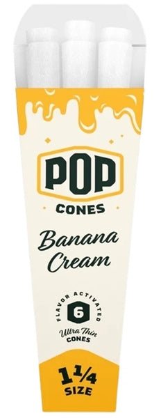 Pop Cones Flavor Activated Pre-Rolled Cones - 1 1-4 - ULTRA THIN - Banana Cream