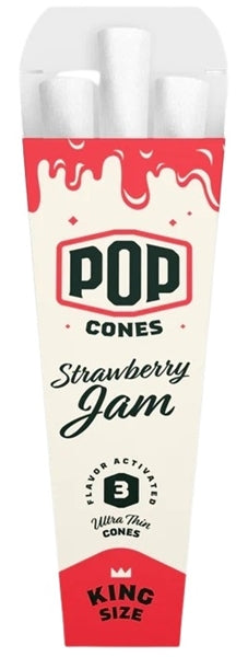 Pop Cones Flavor Activated Pre-Rolled Cones - King Size - ULTRA THIN - Strawberry Jam