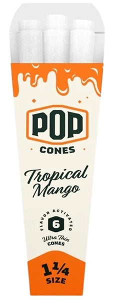 Pop Cones Flavor Activated Pre-Rolled Cones - 1 1-4 - ULTRA THIN - Tropical Mango