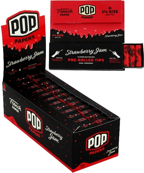 Pop Papers with Flavor Activated Pre-Rolled Tips - 1 1-4 - Strawberry Jam