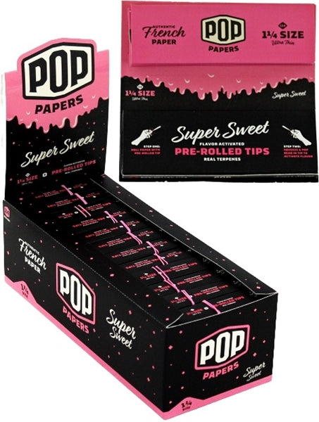 Pop Papers with Flavor Activated Pre-Rolled Tips - 1 1-4 - Super Sweet