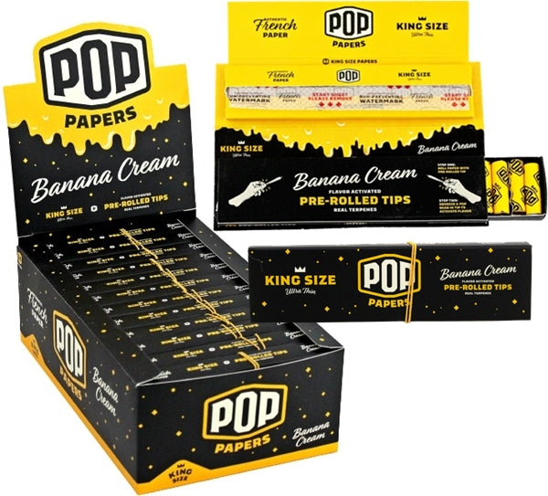 Pop Papers with Flavor Activated Pre-Rolled Tips - King Size - Banana Cream