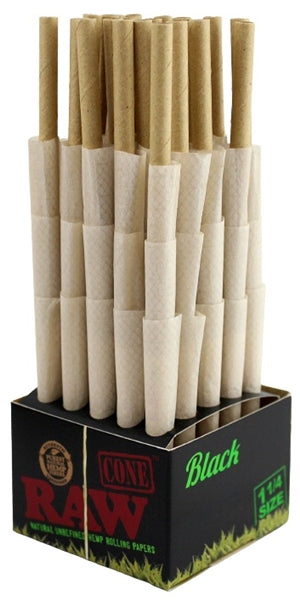 RAW Mini Bulk Prerolled Cones - Black Organic - 1 1-4 75pk