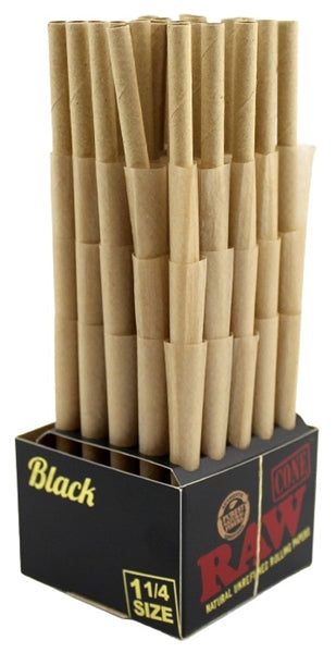 RAW Mini Bulk Prerolled Cones - Black Classic - 1 1-4 75pk