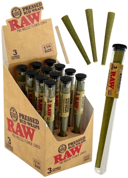 Raw Pressed Bud Wraps Pre-Rolled Flower Cones - 1 1-4