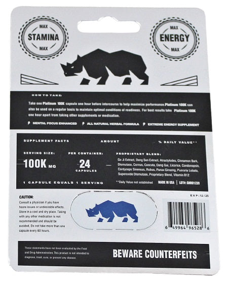 Rhino Platinum 100k Male Enhancement Capsules