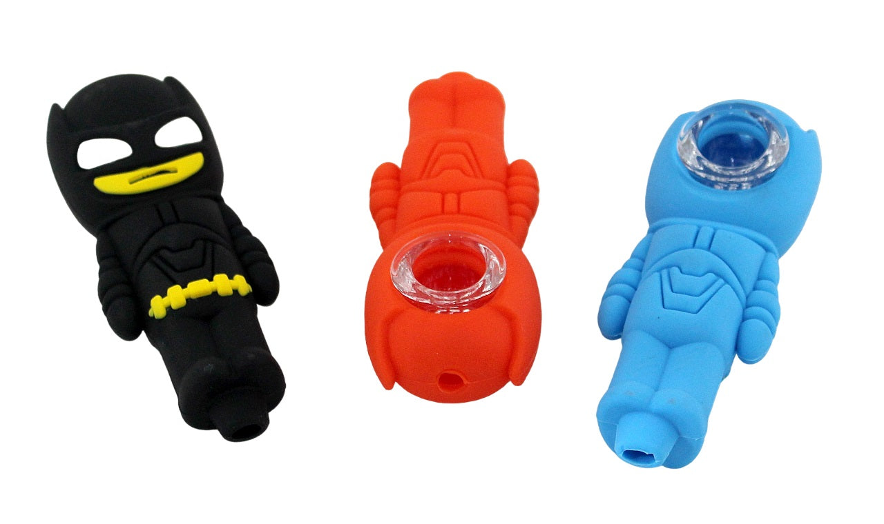 Silicone Hand Pipe with Glass Bowl - Batman