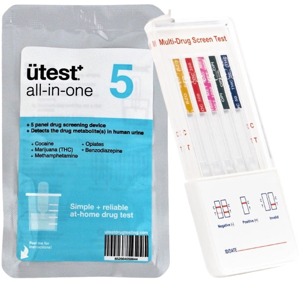 U-Test 5 Panel Drug Test Kit U - THC-COC-Meth-OPI-BZO