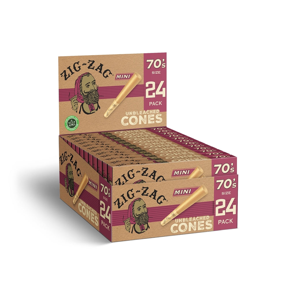 Zig Zag Pre-Rolled Unbleached Cones 70s Size 12pk
