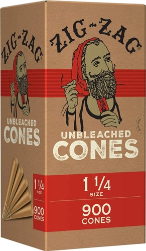 ZIG-ZAG Pre Rolled Cones Unbleached - 1 1-4 Size - 900ct