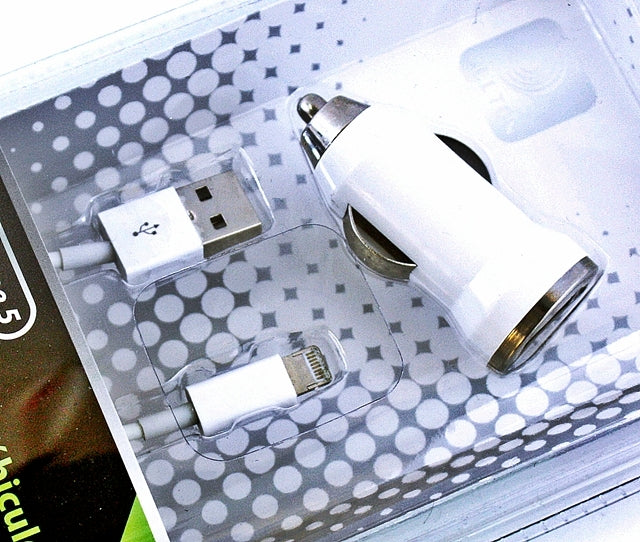Vehicle USB Charger Kit With USB Data Cable for iPhone 5